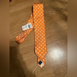 Elegant Orange Polka Dot Men's Tie Ben Silver